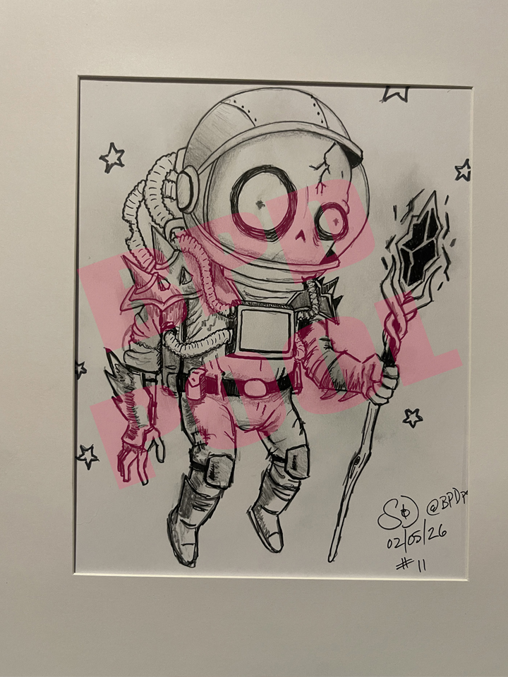 drawing of a lost soul floating through the void