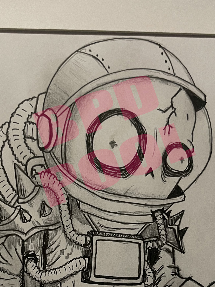 drawing of a lost soul floating through the void